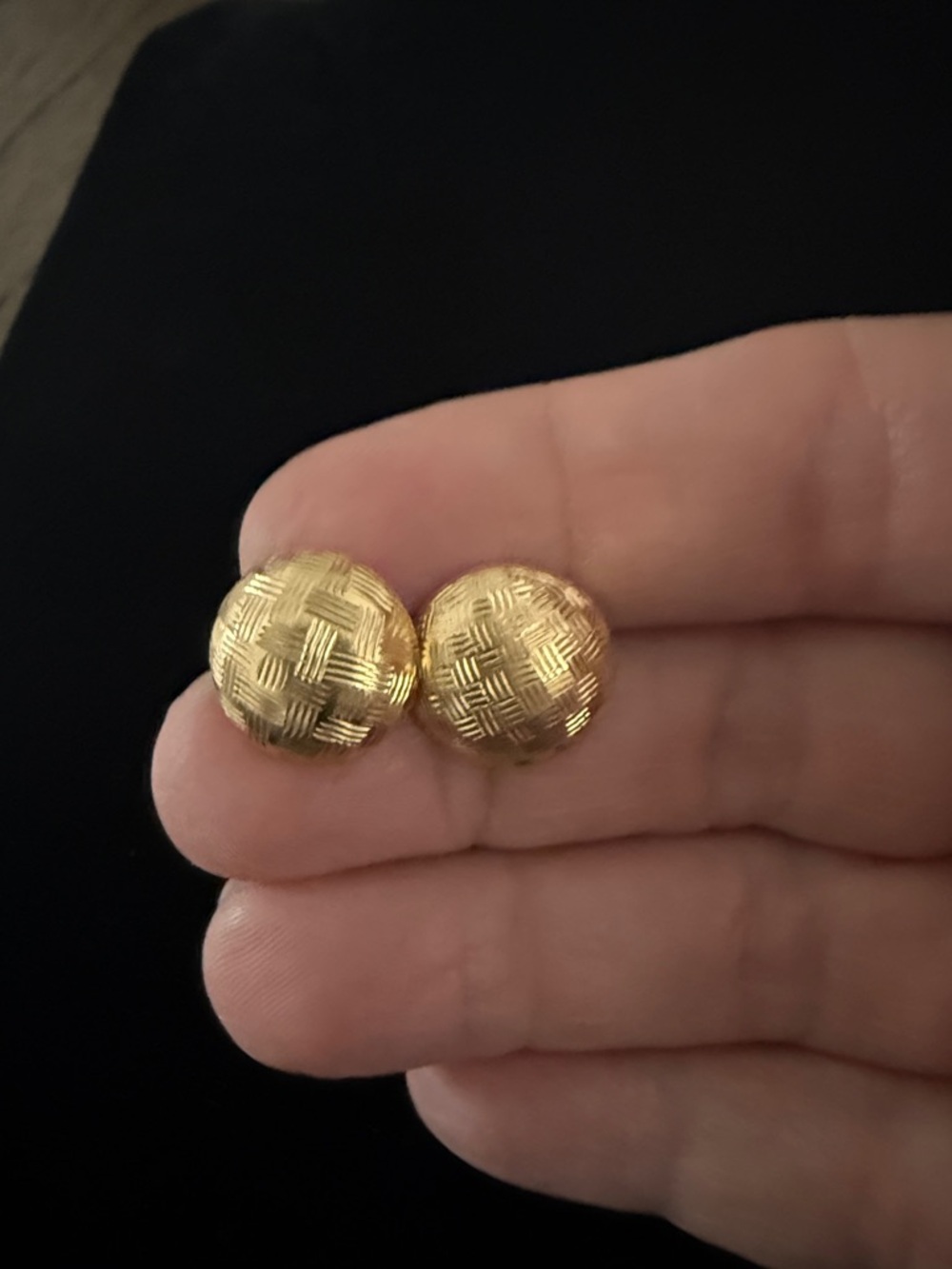 Gold Textured Dome Stud Earrings - Women Jewelry